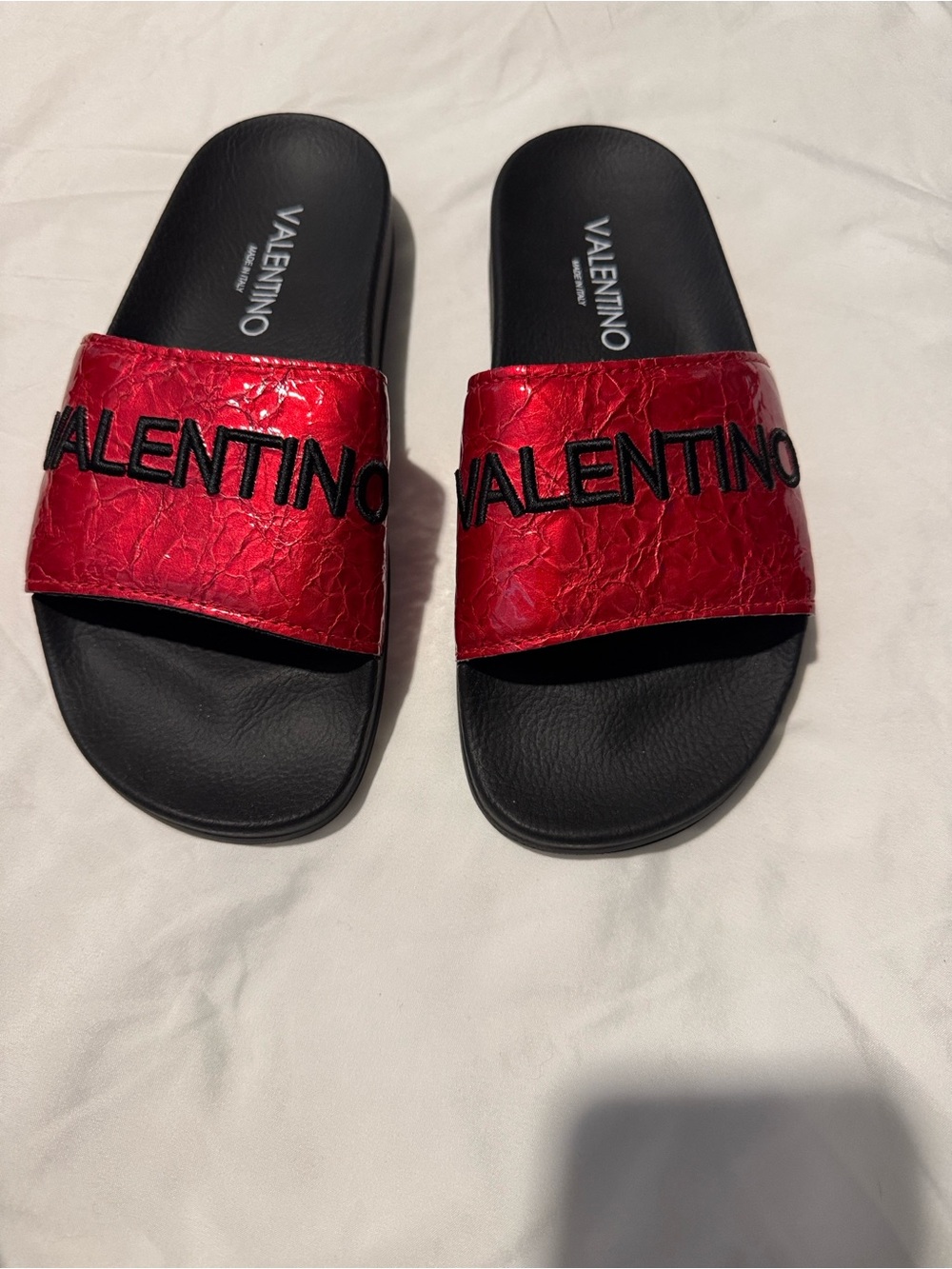 Mario Valentino Mirella Red Slide Sandals Size 8 Made in Italy